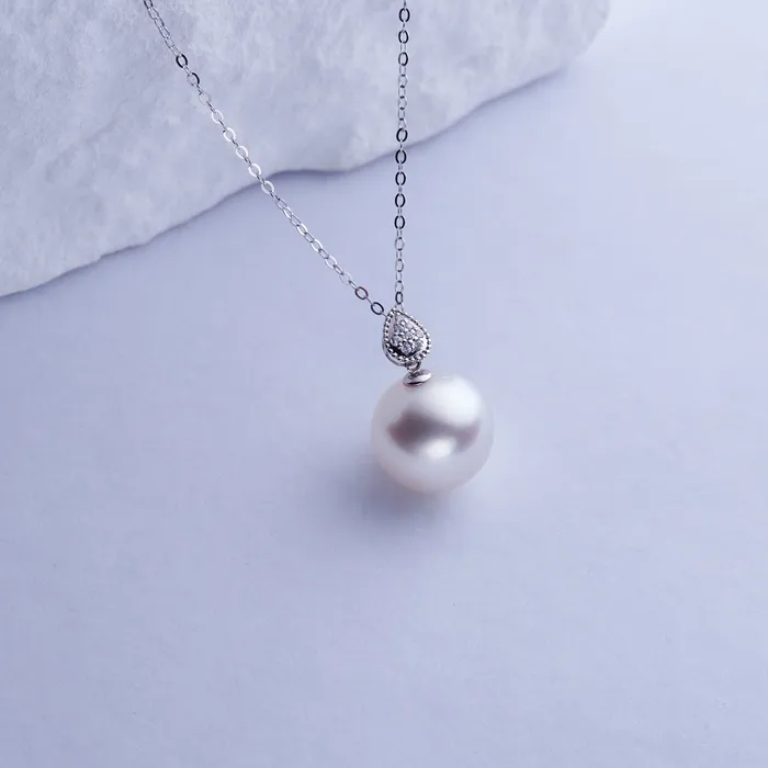 Necklaces 18K Solid Gold Australian White South Sea Pearl Necklace KN00231 Pearly Lustre
