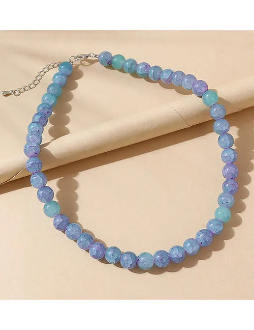 Necklaces N1412 Silver BluePurple Crackle Glass Bead Necklace with FREE EARRINGS 02 Necklaces N1412 Silver BluePurple Crackle Glass Bead Necklace with FREE EARRINGS 02