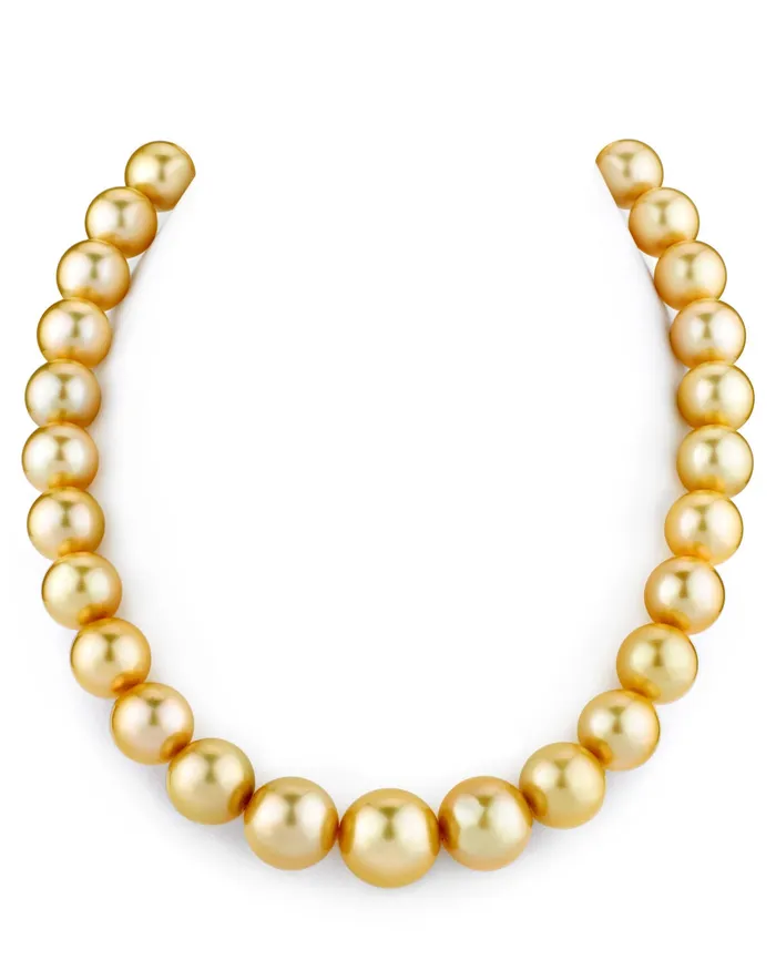 Necklaces SPT 1214mm Golden South Sea Pearl Necklace AAAA Quality