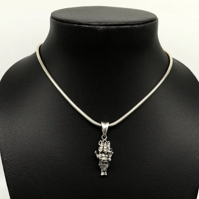 Necklaces TRIBAL ORNAMENTS 925 sterling silver handmade Hindu idol divine Standing Ganesha best unisex gifting blessing pendant stylish tribal jewelry India ssp550 Necklaces TRIBAL ORNAMENTS 925 sterling silver handmade Hindu idol divine Standing Ganesha best unisex gifting blessing pendant stylish tribal jewelry India ssp550