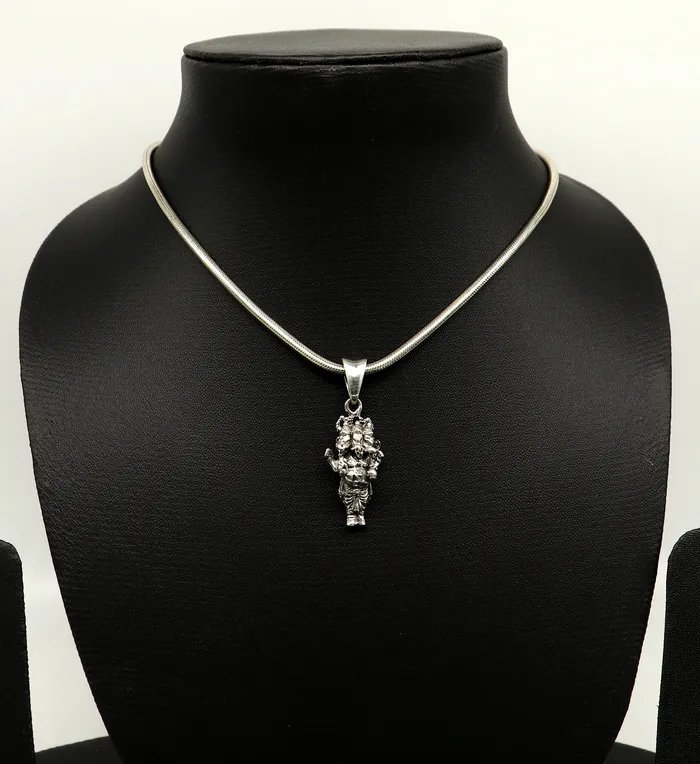 Necklaces TRIBAL ORNAMENTS 925 sterling silver handmade Hindu idol divine Standing Ganesha best unisex gifting blessing pendant stylish tribal jewelry India ssp550