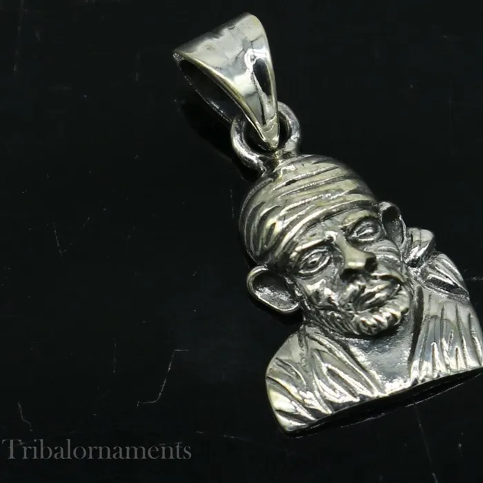 Necklaces TRIBAL ORNAMENTS 925 sterling silver handmade Indian deity divine Sai Baba pendant stylish unisex pendant locket personalized jewelry tribal jewelry ssp868