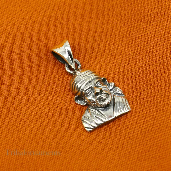 Necklaces TRIBAL ORNAMENTS 925 sterling silver handmade Indian deity divine Sai Baba pendant stylish unisex pendant locket personalized jewelry tribal jewelry ssp868
