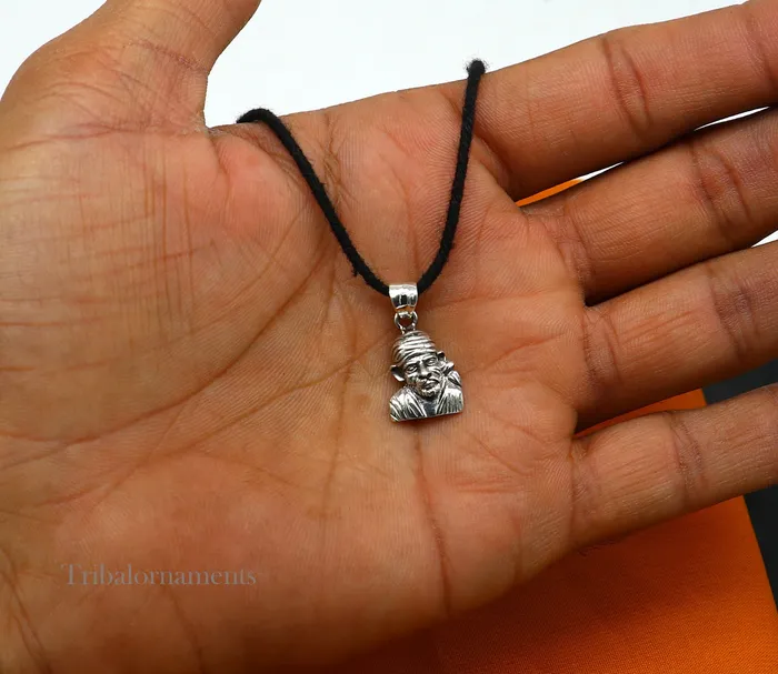 Necklaces TRIBAL ORNAMENTS 925 sterling silver handmade Indian deity divine Sai Baba pendant stylish unisex pendant locket personalized jewelry tribal jewelry ssp868
