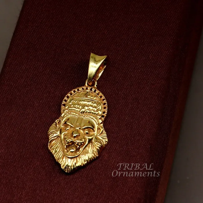 Necklaces TRIBAL ORNAMENTS GOLD POLISHED 925 STERLING SILVER GOD VISHNU NARSIMHA PENDANT nsp545
