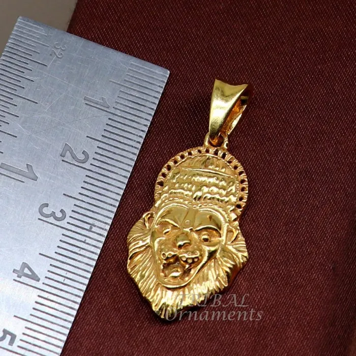 Necklaces TRIBAL ORNAMENTS GOLD POLISHED 925 STERLING SILVER GOD VISHNU NARSIMHA PENDANT nsp545