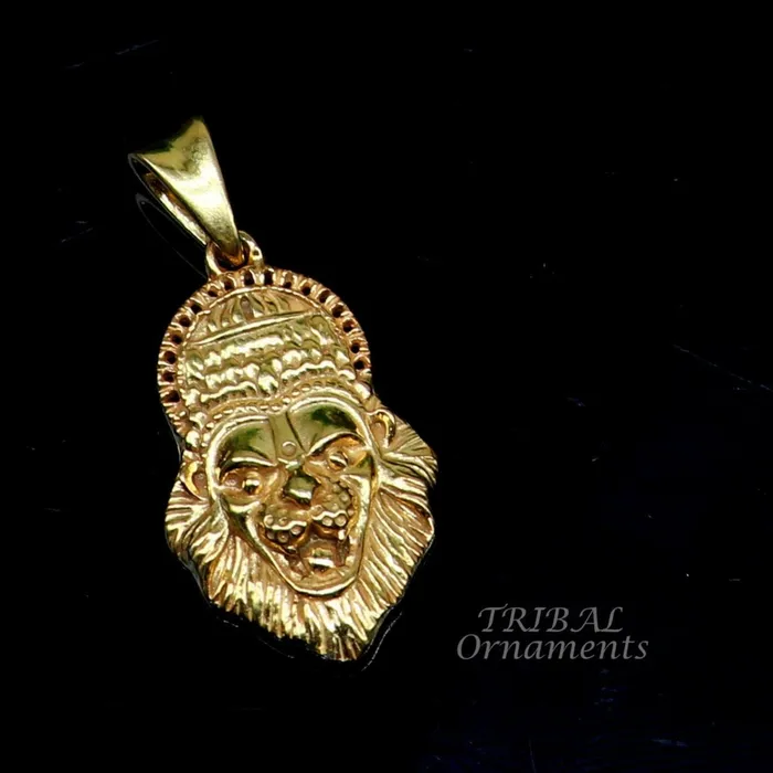 Necklaces TRIBAL ORNAMENTS GOLD POLISHED 925 STERLING SILVER GOD VISHNU NARSIMHA PENDANT nsp545