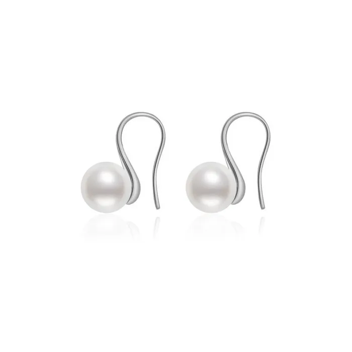Pearly Lustre Earrings Elegant Freshwater Semi Round Pearl Earrings WE00045