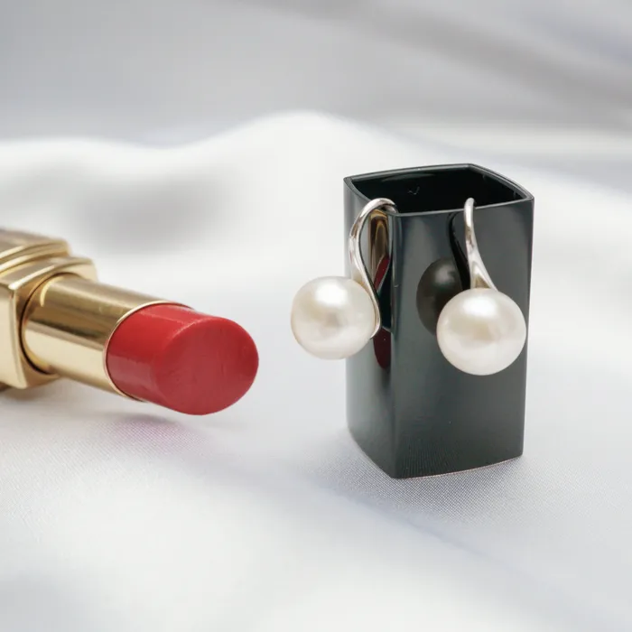Pearly Lustre Earrings Elegant Freshwater Semi Round Pearl Earrings WE00045