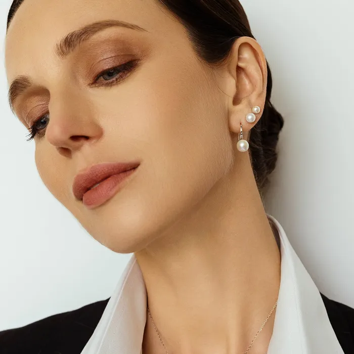 Pearly Lustre Earrings Elegant Freshwater Semi Round Pearl Earrings WE00045