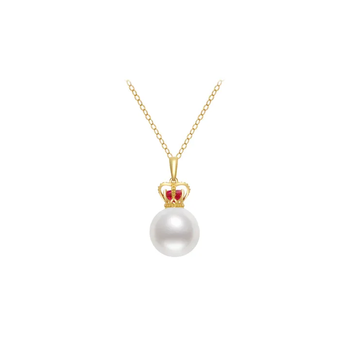 Pearly Lustre Necklaces Elegant Queen 18K Solid Gold Pearl Necklace KN00006