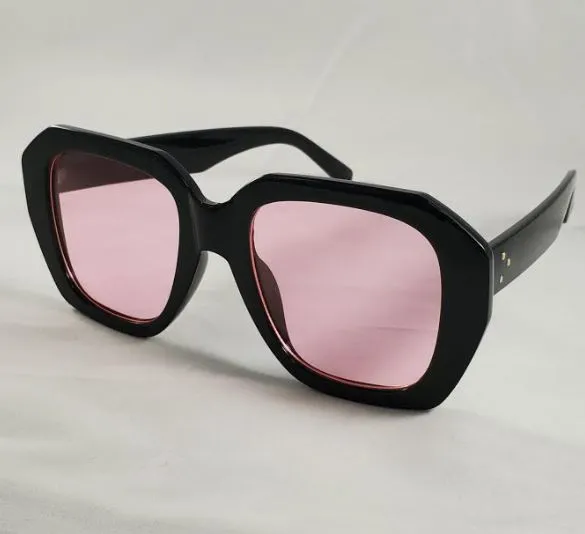 POLLY Rings S298 Black Frame Pink Lens Fashion Sunglasses