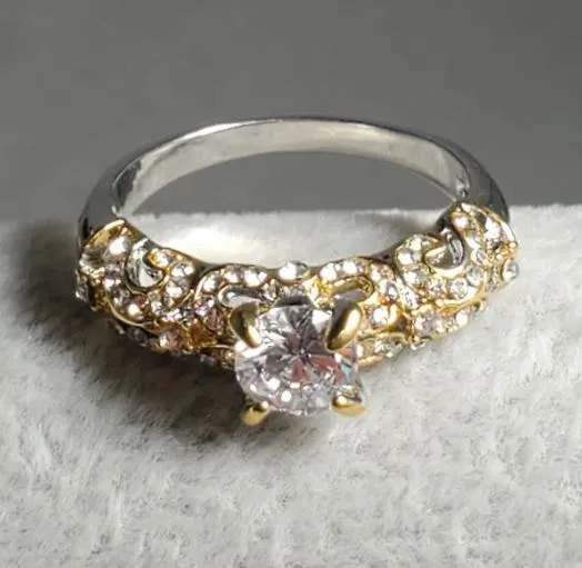 R209 Silver Gold Accent Rhinestone Ring POLLY Rings