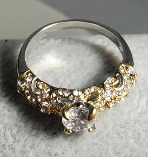 R209 Silver Gold Accent Rhinestone Ring POLLY Rings