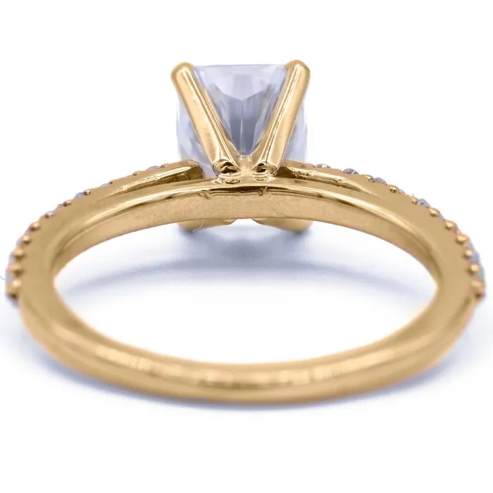 Radiant Moissanite 4 Prongs Diamond Accent Ice Cathedral Solitaire Ring Fire Brilliance Rings