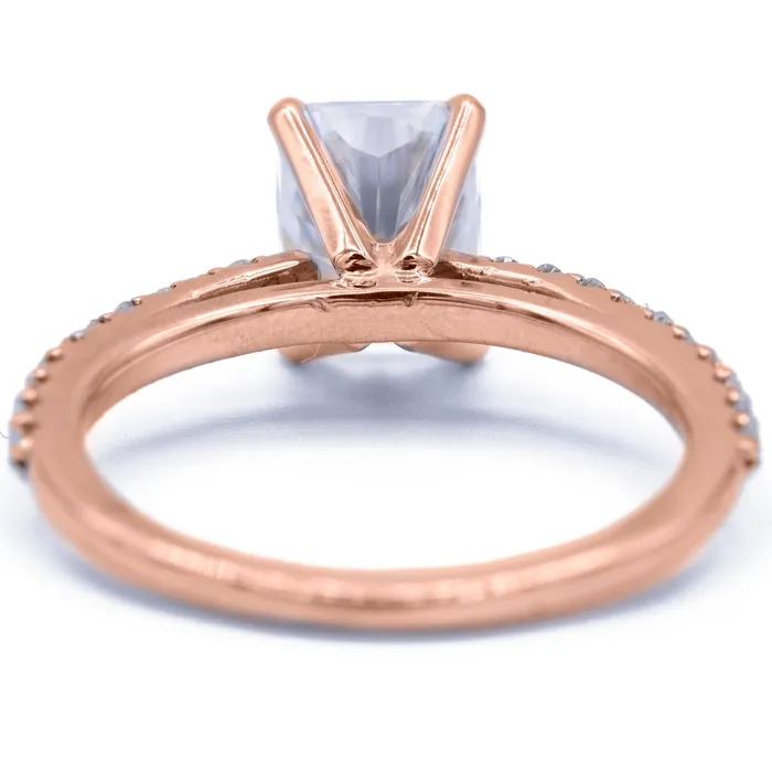Radiant Moissanite 4 Prongs Diamond Accent Ice Cathedral Solitaire Ring Fire Brilliance Rings