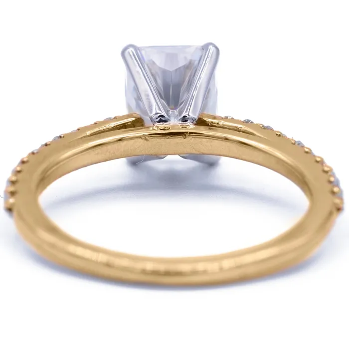 Radiant Moissanite 4 Prongs Diamond Accent Ice Cathedral Solitaire Ring Fire Brilliance Rings