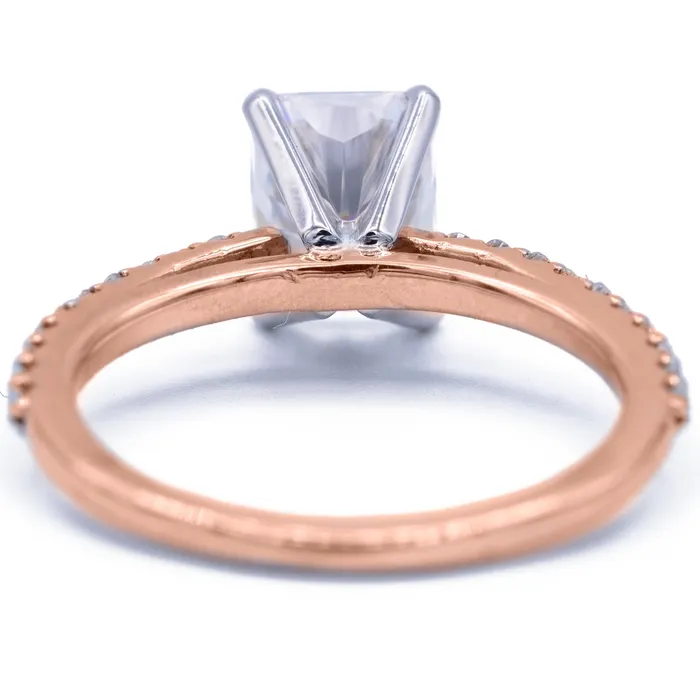 Radiant Moissanite 4 Prongs Diamond Accent Ice Cathedral Solitaire Ring Fire Brilliance Rings