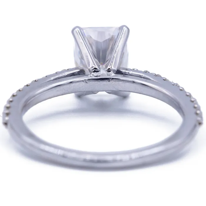 Radiant Moissanite 4 Prongs Diamond Accent Ice Cathedral Solitaire Ring Fire Brilliance Rings