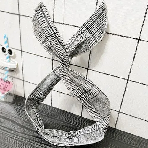 Rings 01 H271 Black Plaid Pattern Wire Cloth Hair Band