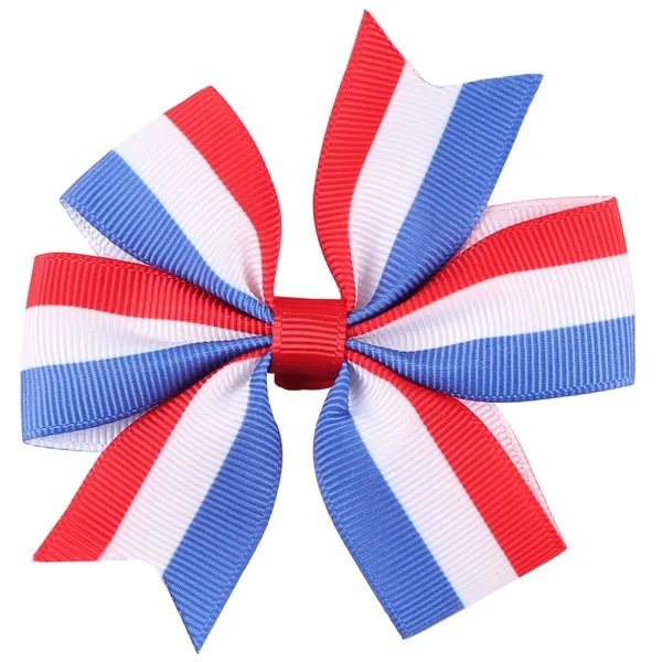 Rings 01 H443 Small Red White Blue Bow Hair Clip