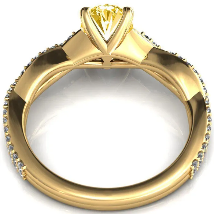 Rings Amberley Oval Canary Yellow 4 Claw Prong 12 Infinity Diamond Accent Ring Engagement Ring Fire Brilliance 