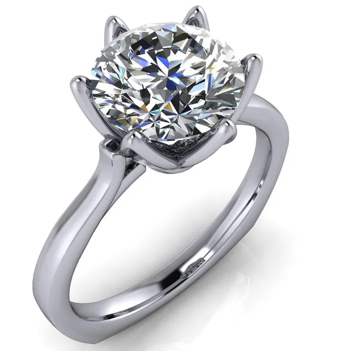 Rings Fire Brilliance Adalyn 8mm Round Center Stone Cathedral 6 Petal Prong Euro Shank Engagement Ring Rings Fire Brilliance Adalyn 8mm Round Center Stone Cathedral 6 Petal Prong Euro Shank Engagement Ring