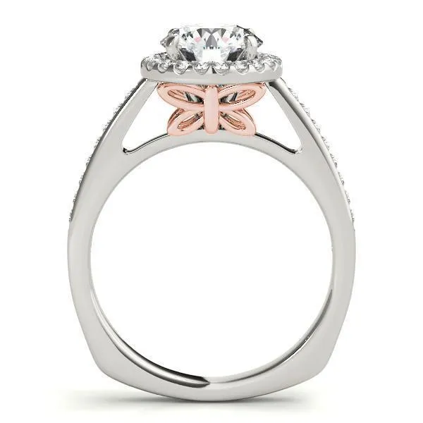Rings Fire Brilliance Alexis Round Center Stone Cathedral Two Tone Channel Shank Halo Engagement Ring