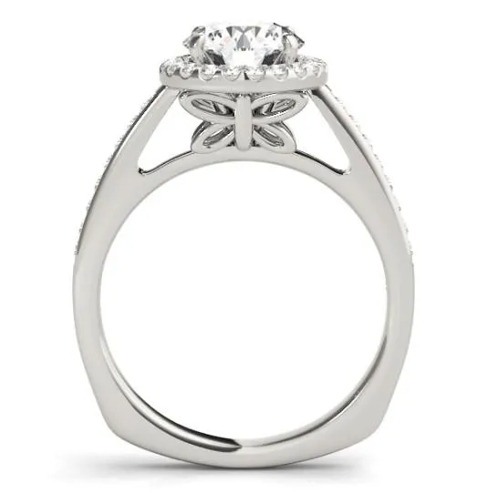 Rings Fire Brilliance Alexis Round Center Stone Cathedral Two Tone Channel Shank Halo Engagement Ring