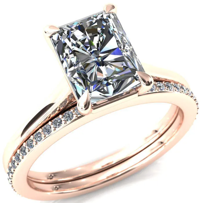 Rings Fire Brilliance Lizzy Radiant Center Stone 4 Claw Prong Cathedral Engagement Ring Rings Fire Brilliance Lizzy Radiant Center Stone 4 Claw Prong Cathedral Engagement Ring