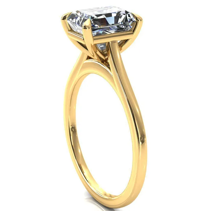 Rings Fire Brilliance Lizzy Radiant Center Stone 4 Claw Prong Cathedral Engagement Ring