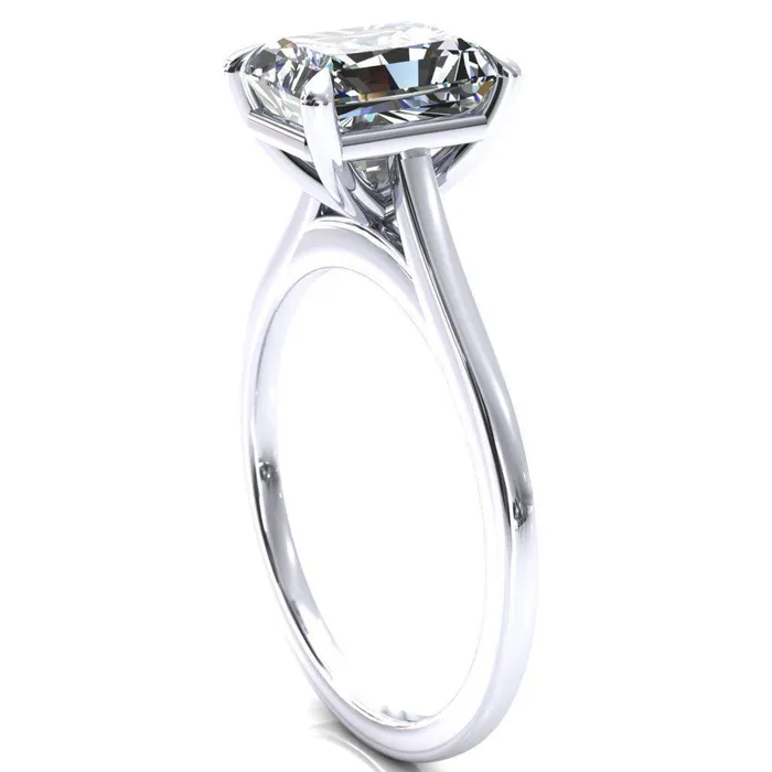 Rings Fire Brilliance Lizzy Radiant Center Stone 4 Claw Prong Cathedral Engagement Ring