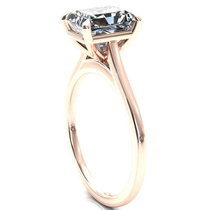 Rings Fire Brilliance Lizzy Radiant Center Stone 4 Claw Prong Cathedral Engagement Ring
