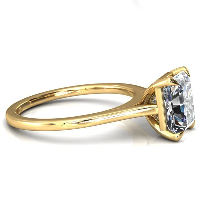 Rings Fire Brilliance Lizzy Radiant Center Stone 4 Claw Prong Cathedral Engagement Ring