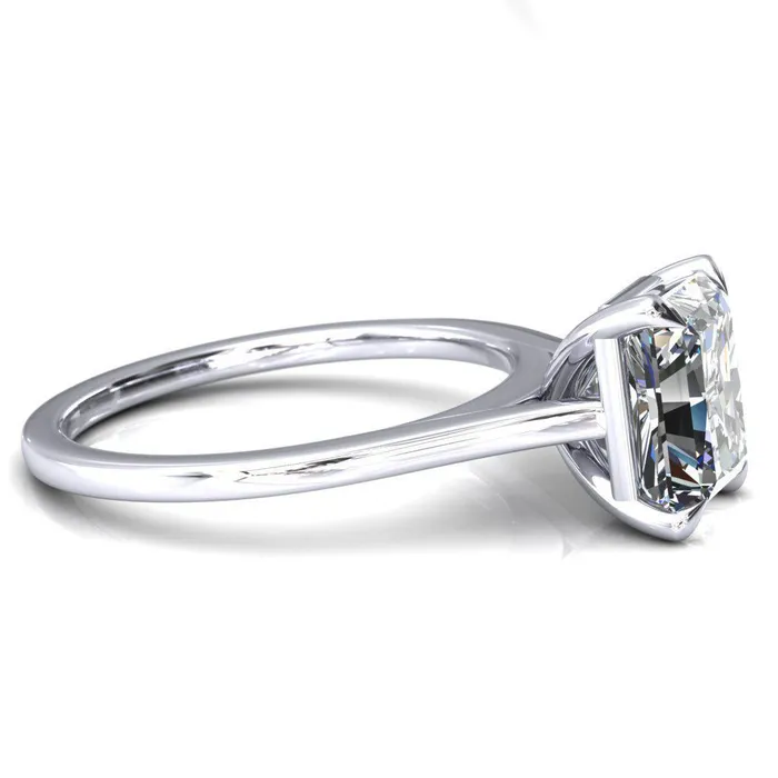Rings Fire Brilliance Lizzy Radiant Center Stone 4 Claw Prong Cathedral Engagement Ring