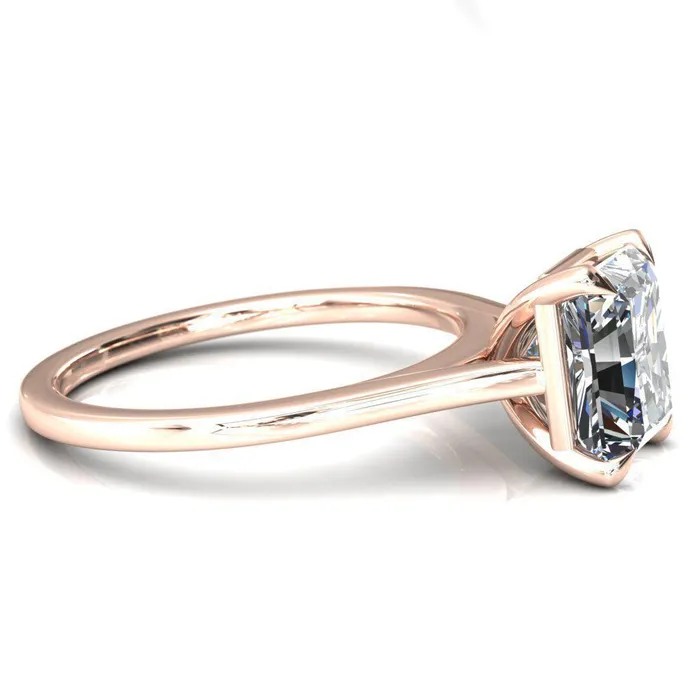 Rings Fire Brilliance Lizzy Radiant Center Stone 4 Claw Prong Cathedral Engagement Ring