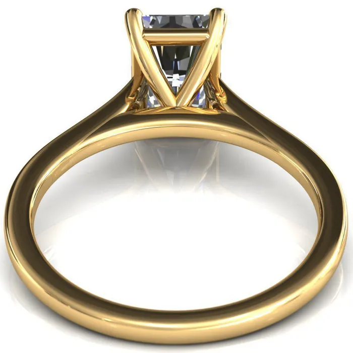 Rings Fire Brilliance Lizzy Radiant Center Stone 4 Claw Prong Cathedral Engagement Ring