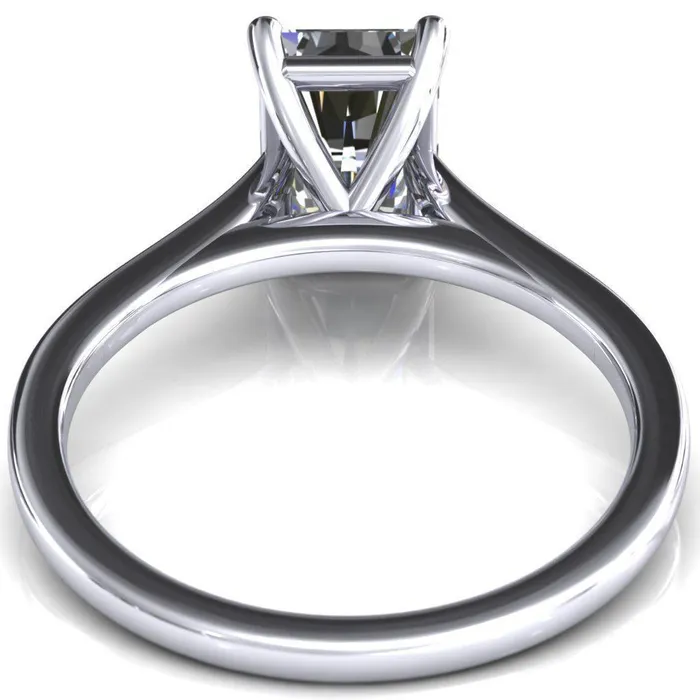 Rings Fire Brilliance Lizzy Radiant Center Stone 4 Claw Prong Cathedral Engagement Ring
