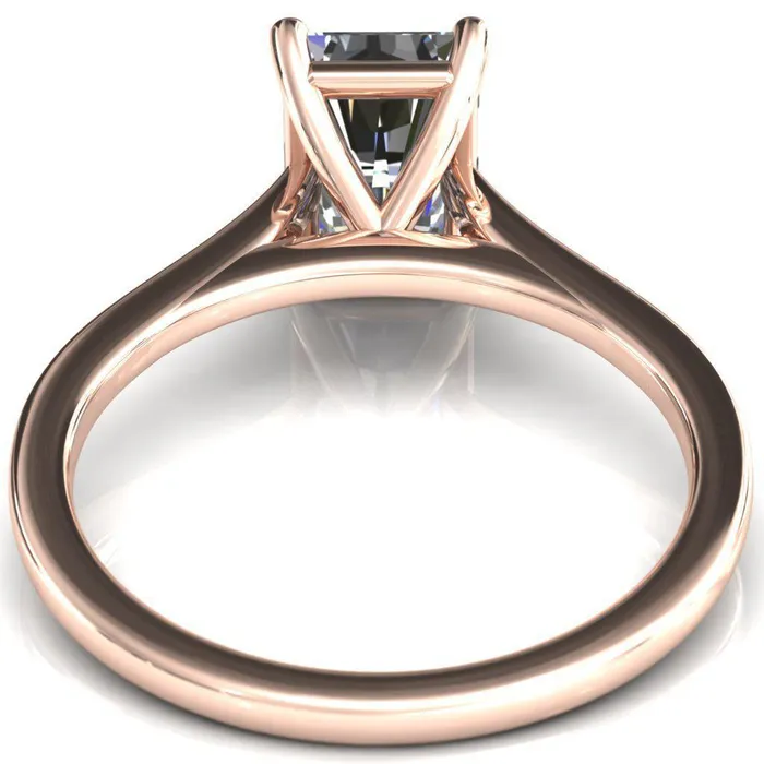 Rings Fire Brilliance Lizzy Radiant Center Stone 4 Claw Prong Cathedral Engagement Ring
