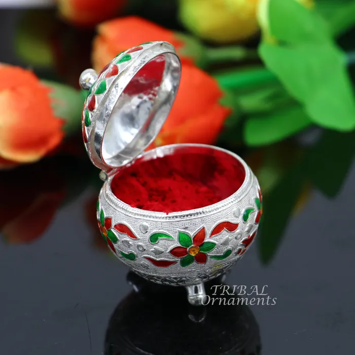 Rings TRIBAL ORNAMENTS 925 sterling silver trinket box kajal boxcasket box bridal polygon shape sindur box collection container box eyeliner box gifting stb388