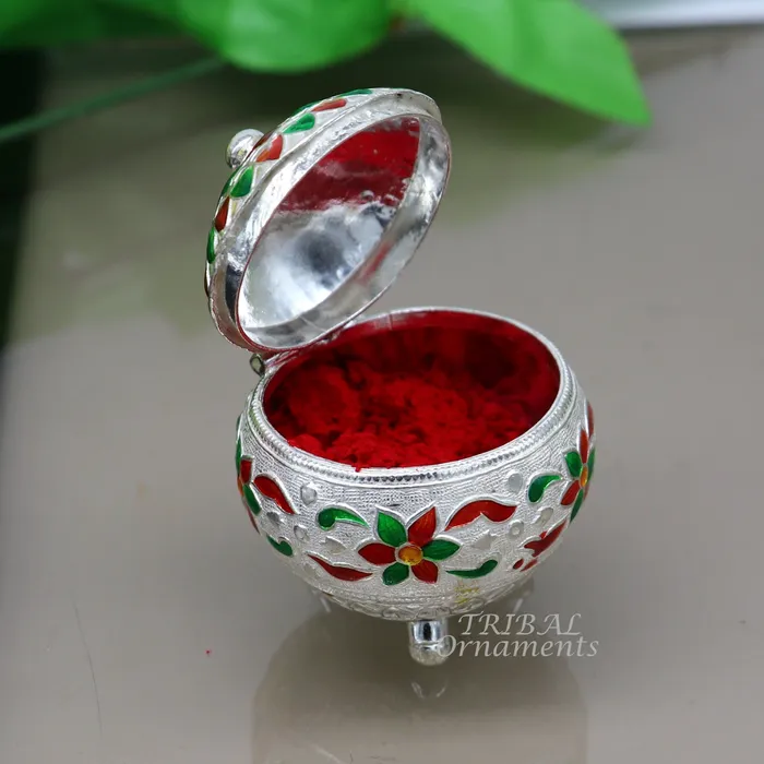 Rings TRIBAL ORNAMENTS 925 sterling silver trinket box kajal boxcasket box bridal polygon shape sindur box collection container box eyeliner box gifting stb388