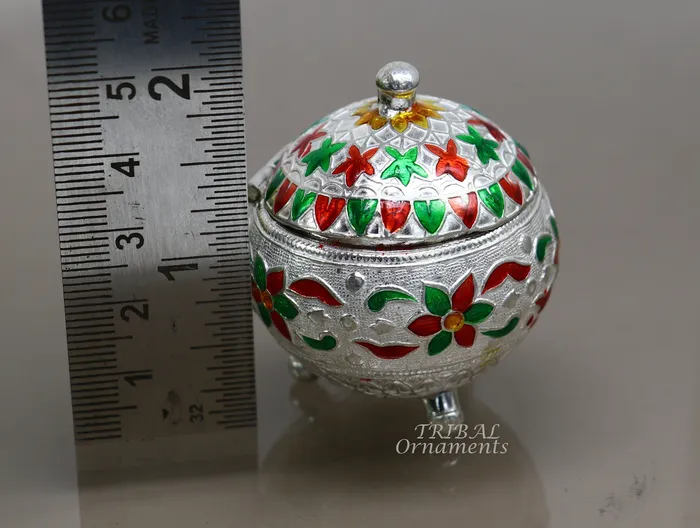 Rings TRIBAL ORNAMENTS 925 sterling silver trinket box kajal boxcasket box bridal polygon shape sindur box collection container box eyeliner box gifting stb388