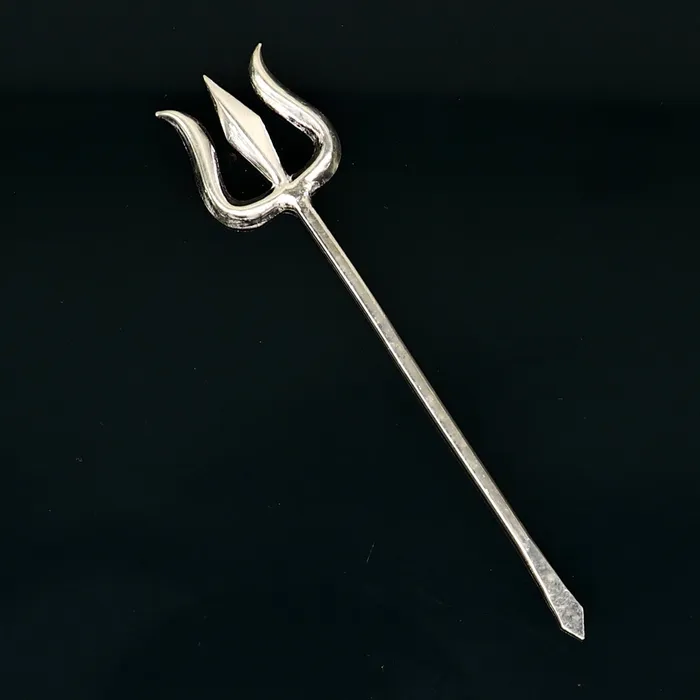 Rings TRIBAL ORNAMENTS Divine Lord shiva Trident Solid sterling silver Trishul puja article utensils goddess trishul trident god accessories from india su343