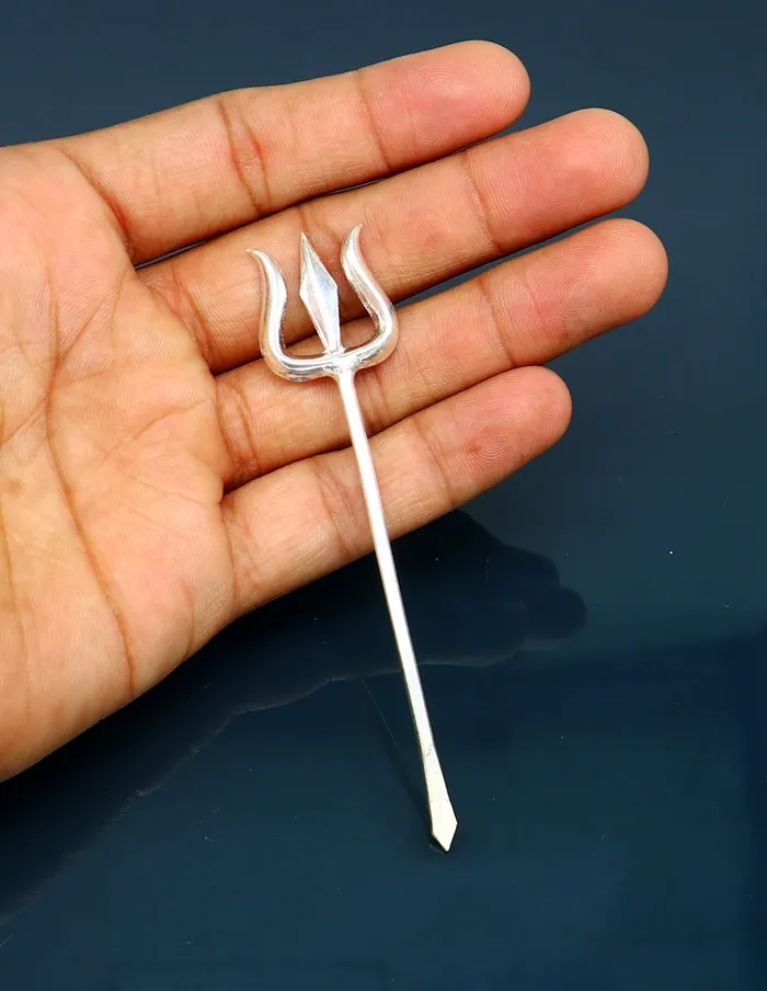 Rings TRIBAL ORNAMENTS Divine Lord shiva Trident Solid sterling silver Trishul puja article utensils goddess trishul trident god accessories from india su343