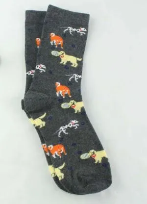 SF259 Gray Dogs Playing Tennis Socks POLLY Necklaces