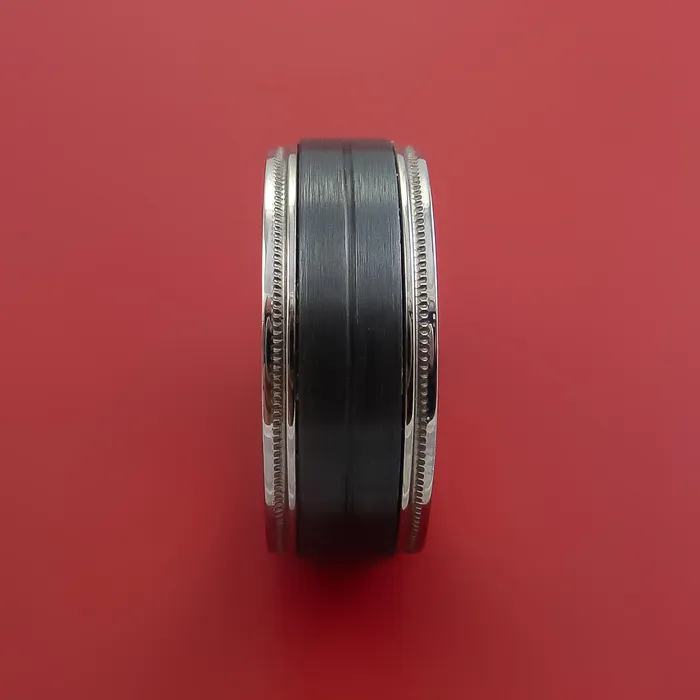Titanium Ring with Black Zirconium and Groove Inlays Custom Made Band Lashbrook Rings Titanium Ring with Black Zirconium and Groove Inlays Custom Made Band Lashbrook Rings