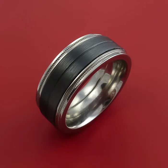 Titanium Ring with Black Zirconium and Groove Inlays Custom Made Band Lashbrook Rings Titanium Ring with Black Zirconium and Groove Inlays Custom Made Band Lashbrook Rings
