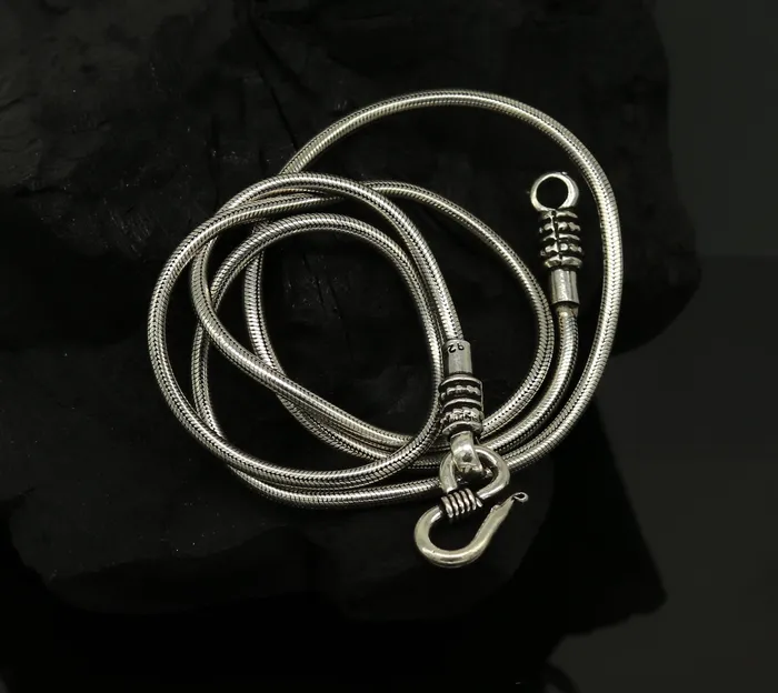 TRIBAL ORNAMENTS 18 to 30 925 sterling silver handmade gorgeous screw chain pendant chain amazing snake chain tribal oxidized customized necklace ch84 Necklaces