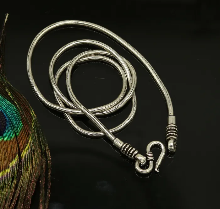 TRIBAL ORNAMENTS 18 to 30 925 sterling silver handmade gorgeous screw chain pendant chain amazing snake chain tribal oxidized customized necklace ch84 Necklaces