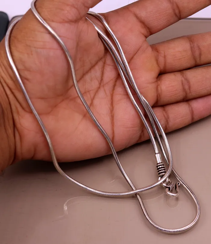 TRIBAL ORNAMENTS 18 to 30 925 sterling silver handmade gorgeous screw chain pendant chain amazing snake chain tribal oxidized customized necklace ch84 Necklaces